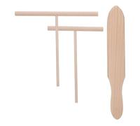 Toyvian Ensemble 3 Pièces D'accessoires pour Crêpières en Bois, Spatule et Étaleur Ergonomiques Multifonctions Réutilisables Cuisine Maison