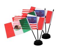 Toyvian Ensemble de 2 Drapeaux de Bureau du Canada et Mexique Coupe du Monde avec Supports de Mât en Plastique, Décoration de Bureau de Réunion Résistante la Décoloration