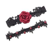 Toyvian Ensemble de 2 Jarretières de Mariage en Dentelle Ornements Floraux Rouges, Ceintures de Jambe Confortables pour Mariée, pour Jour de Noces
