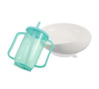 Toyvian Ensemble de 2 Pièces Gobelet à Bec Anti-Fuites pour Personnes Âgées avec et Plateau Antidérapant en Blanc Adapté aux Seniors et Adultes en Situation de Handicap Réutilisable