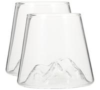 Toyvian Ensemble de 2 Tasses en Verre Borosilicate Haute Résistance Inspirées du Mont Fuji, Gobelets pour Boissons Froides, Compatibles Micro-ondes et Congélateur, pour Hôtel