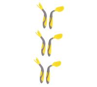 Toyvian Ensemble De 3 Couverts Pour Enfants Ensemble De Vaisselle Dapprentissage Pour Tout-petits Cuillères Et Fourchettes À Mâcher Pliables À 360° Sans Manche Jaune