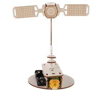 Toyvian Ensemble de 3 Jouets spatiaux STEM : Kit de Construction de Satellites en Bois avec Rotation réaliste - Activité d'apprentissage Pratique de l'astronomie pour garçons et Filles