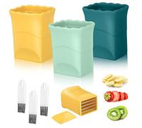 Toyvian Ensemble De 3 Set de Trancheurs de Fruits Portables Acier Inoxydable avec Brosse Coupe Pommes et Légumes Outil Pratique pour Cuisine Quotidienne