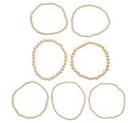 Toyvian Ensemble de 7 Bracelets Extensibles à Grosses Perles Dorées Bracelets Bohèmes Empilables pour Femmes Taille Multiple Bijoux d'Amitié pour Occasions Décontractées et Festives