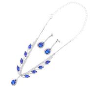 Toyvian Ensemble de Bijoux de Mariée Collier Ras du Cou en Cristaux Bleus et Boucles D'oreilles Élégantes pour Occasions Spéciales et Demoiselles D'honneur