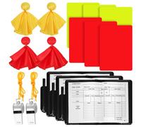 Toyvian Ensemble de cartes rouges d'arbitre de football, lot de drapeaux d'arbitre comprenant 3 cartes rouges d'arbitre et cartes jaunes d'arbitre, 2 sifflets d'arbitre, 4 drapeaux de football, 3