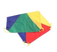 Toyvian Ensemble de Jeu de Parachute Arc-en-Ciel Poignées en Tissu | Jeu de Coopération pour Groupes, Activité Physique en Extérieur, Plage et Camp D’été, Usage Collectif