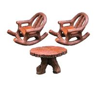 Toyvian Ensemble de Meubles Miniatures de Jardin Décoration Légère et Compacte en Résine Chaise à Bascule et Petite Table Ronde pour Paysage Intérieur Vitrine
