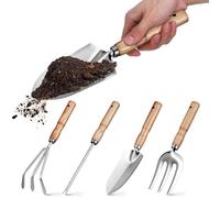 Toyvian Ensemble de Truelles de Jardin Multifonction en Bois et Acier Inoxydable 430, Robuste et Élégant, Kit Outils de Jardinage pour Adultes, Jardinage