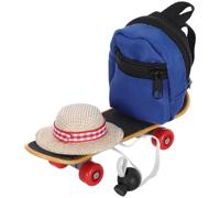 Toyvian Ensemble Unique pour Dragon Barbu Mini Chapeau Bleu, Skateboard Léger et Paquet à Dos en Polyester, Facile à Mettre pour Photos et Voyages d'animaux Exotiques