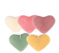 Toyvian Éponges nettoyantes visage 5 pièces, forme cœur, élimination des impuretés et nettoyage doux, recommandées pour soins du matin et soir