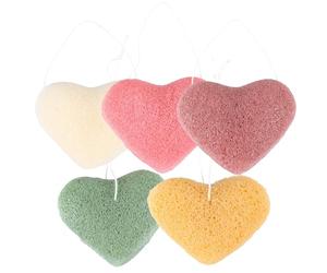 Toyvian Éponges nettoyantes visage 5 pièces, forme cœur, élimination des impuretés et nettoyage doux, recommandées pour soins du matin et soir