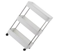 Toyvian Étagère de Rangement à 3 Niveaux Large roulettes Support Multifonction en PP Cuisine Salle de Bain et Bureau Chariot de Stockage Polyvalent pour Organiser Placard et Espace