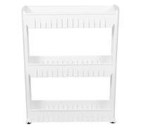 Toyvian Étagère de Rangement Étroite à 3 Niveaux avec roulettes Cuisine | Plastique Blanc, Séparations en Étages, Mobilité Fluide, Nettoyage Facile, Organisation Domestique Polyvalente