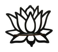 Toyvian Étagère Murale d'angle en Bois Noire, Étagère Flottante Décorative de Lotus, Facile à Installer, pour Rangement et Décoration Intérieure