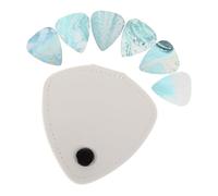Toyvian Étui Portefeuille pour Médiators de Guitare en Cuir Pu Blanc avec 3 Épaisseurs Mixtes Bleu Océan, Rangement Compact pour Médiators Transparents, Accessoires Guitare Acoustique