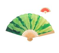 Toyvian Éventail Pliant Robuste en Bambou et Papier Motif Pastèque Peint Main, Portable, Style Illustration Moderne, Usage Quotidien ou Carnaval