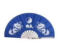 Toyvian Éventail Pliant Tai Chi à Motif Chinois Long Cadre Acier Inoxydable Ventilateur Manuel Portable pour Arts Martiaux Danse et Fitness Couleur Bleue