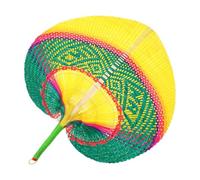 Toyvian Éventail Tissé à la Main de Pêche Ventilateur d'Été Rafraîchissant en Bambou Naturel Vert-Jaune Léger et Portable pour Usage Intérieur et Extérieur