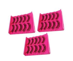 Toyvian Faux Cils Réutilisables Tige Transparente 15 Paires Cils Multicouches Naturels Cheveux Faits Main Noirs Légers et Pratiques à Poser