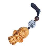 Toyvian Figurine Ange en Bois Sculpté Porte-clés, Modèle Aile D'ange, Petit Pendentif Décoratif, Couleur Bois Naturel, Ornement Voiture Religieux, Décor Intérieur et Noël, Accessoire