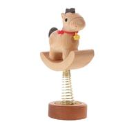 Toyvian Figurine de Cheval à Bascule en Bois Sculpté Fait Main, Décoration Feng Shui de L’année du Cheval, Ornement Miniature pour Bureau et Tableau de Bord, Sculpture Chinoise