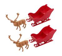 Toyvian Figurines de Rennes Et de Traîneau de Noël, 2 Ensembles,