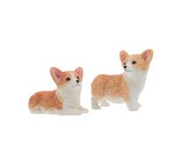 Toyvian Figurines Miniatures de Corgi en Résine 2pcs, Ornement Léger et Créatif pour Tableau de Bord de Voiture, Sculpture Animale Vive et Décor Mignon