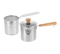 Toyvian Friteuse Mini Inox avec Panier Ergonomique et Couvercle Verre Marmite Friteuse Polyvalente pour Cuisson et Réchauffage Outil Pratique pour Cuisine Quotidienne