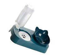 Toyvian Gamelle Chat Surélevée Double Bol Bleu avec Distributeur Eau Automatique Anti-Renversement et Protection du Cou Plastique Alimentaire Ralentisseur de Repas pour Petits Animaux