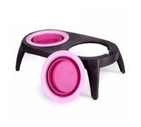 Toyvian Gamelle Double Pliable en Silicone pour Chiens et Chats Coussin Antidérapant, Distributeur de Nourriture et d'eau Camping Déplacements