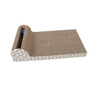 Toyvian Griffoir Carton Ondulé Double Face avec Herbe à Chat Naturelle Poteau Grimpeur pour Chat et Amusant avec Clochettes Colorées Protège Les Griffes et Stimule Le Jeu des Félins