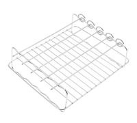 Toyvian Grille pour Friteuse à Air en Acier Inoxydable, Grand Format Rectangulaire avec 5 Brochettes, Support de Cuisson Double Niveau, Accessoire Vapeur Empilable pour Barbecue et