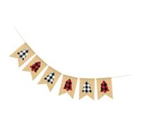 Toyvian Guirlande de Noël en Toile de Jute à Carreaux Rouges Noirs et Gris Bannière Décorative de Noël Fanions de Queue d'Aronde 3 Mètres pour Décoration Intérieure et Extérieure de