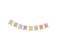 Toyvian Guirlande Printanière en Toile de Jute 18 M - Bannière Suspendue Décorative Message « Bonjour Printemps » - Décoration Rustique pour Jardin Salle de Classe et Fête de Printemps