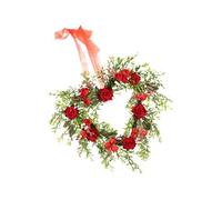 Toyvian Guirlande Suspendue Saint-Valentin en Soie Couronne de Roses Artificielles Rouges, Décoration Fleurie Élégante pour Fête et Intérieur, Accessoire Décoratif Romantique sans LED, 1