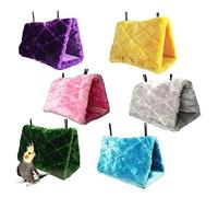 Toyvian Hamac Peluche pour Oiseaux et Animaux Gris Cachette Suspendue Chauffante avec Crochets Moyenne Protection Froid