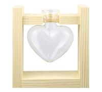 Toyvian Jardinière Hydroponique avec Support en Bois en Verre Transparent Vase de Cœur pour Décoration de Bureau et Plante D'intérieur