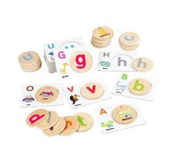 Toyvian Jeu Association De Lettres Mots Bois Jouets Apprentissage De Orthographe pour Garçon Fille Double Face avec Jetons Cognitifs