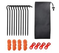 Toyvian Jeu de 10 Piquets de Tente en Alliage d'Aluminium avec 4 Cordes de Tension et 4 Boucles Kit de Fixation Portable pour Camping Randonnée et Auvent Accessoires Robustes et