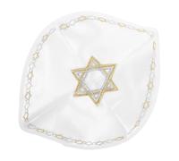 Toyvian Kippa Étoile de David Brodée en Soie Blanche Légère pour Hommes Prière Synagogue et Fêtes Religieuses
