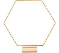 Toyvian Kit Couronne Fleur DIY avec Cerceau Métallique Doré 30 CM Support en Bois Naturel Hexagonal Décoration Centre de Table Mariage Structure Filaire Résistante pour Fête et
