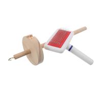 Toyvian Kit D’Outil pour Poils D’Animaux Fuseau en Bois et Peigne de Toilettage pour Chats et Chiens, Accessoire de Tressage pour Recyclage des Poils, pour Projets Créatifs et Toilettage