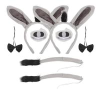 Toyvian Kit de Déguisement d'Âne 8 Pièces Serrage - Oreilles Nez Queue Décorative et Noeud Accessoires Cosplay pour Fêtes Halloween Anniversaires et Showers Unisexe