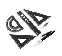 Toyvian Kit de Géométrie en Alliage D’aluminium Noir, 4 Règles et | Équerre, Rapporteur et Règle Inclus, Tracés Précis pour Élèves, Professeurs, Plans et Papier Millimétré