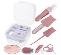 Toyvian Kit de Manucure pour Bébé 7 Pièces, Ciseaux à Ongles pour Tout-petits, Nails Clipper, Coupe Sûr, Boîte de Rangement Rose pour Baby Shower