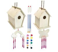 Toyvian Kit de Nichoirs à Oiseaux à Peindre avec Carillons Éoliens Activité pour Garçon Fille Décoration Maison Oiseau Extérieure et Intérieure DIY Éducatif et Ludique
