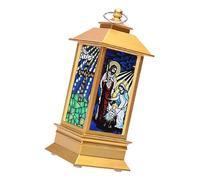 Toyvian Lanterne Décorative LED Noël Imitation Flamme Dorée Jésus Lampe de Nuit Rétro sans Pile Décoration Lumineuse Intérieure/Extérieure Festive pour Table et Cheminée