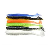 Toyvian Leurre Souple Silicone de Poisson Queue en T 8cm 3,4g Résistant la Déchirure Pack de 15 Pièces pour Pêche en Mer et Eau Douce Couleur Aléatoire